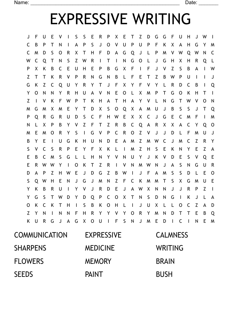 EXPRESSIVE WRITING Word Search