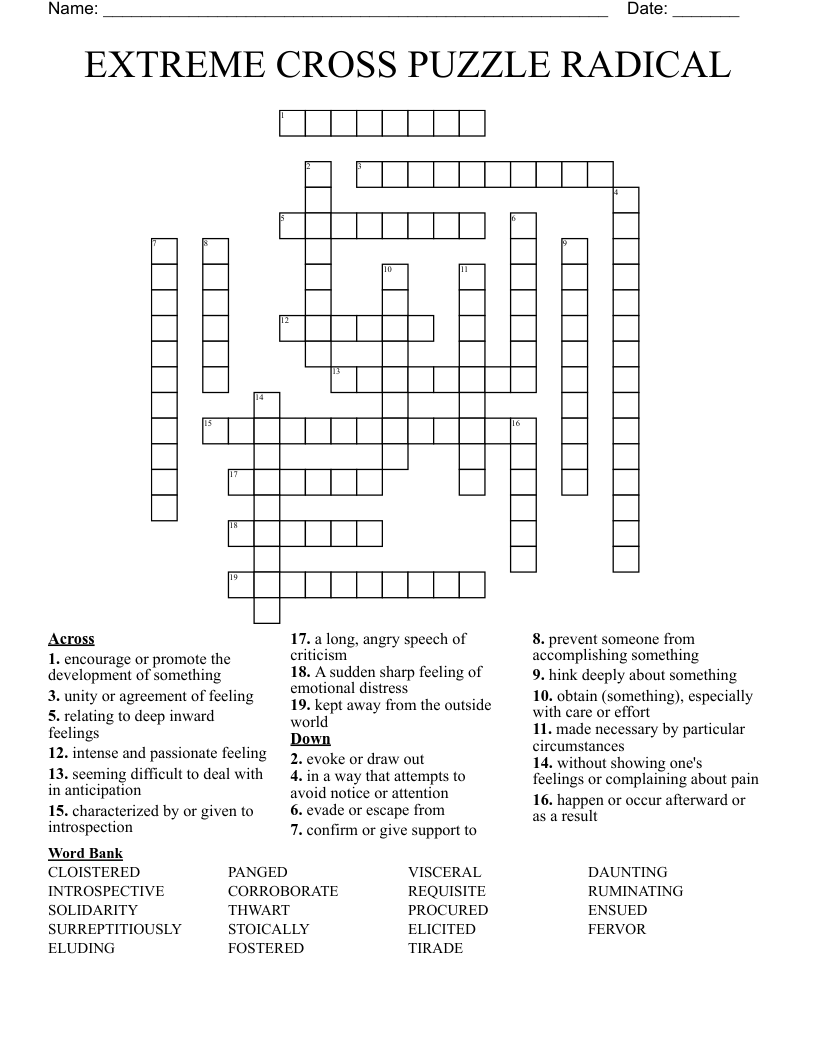 EXTREME CROSS PUZZLE RADICAL Crossword