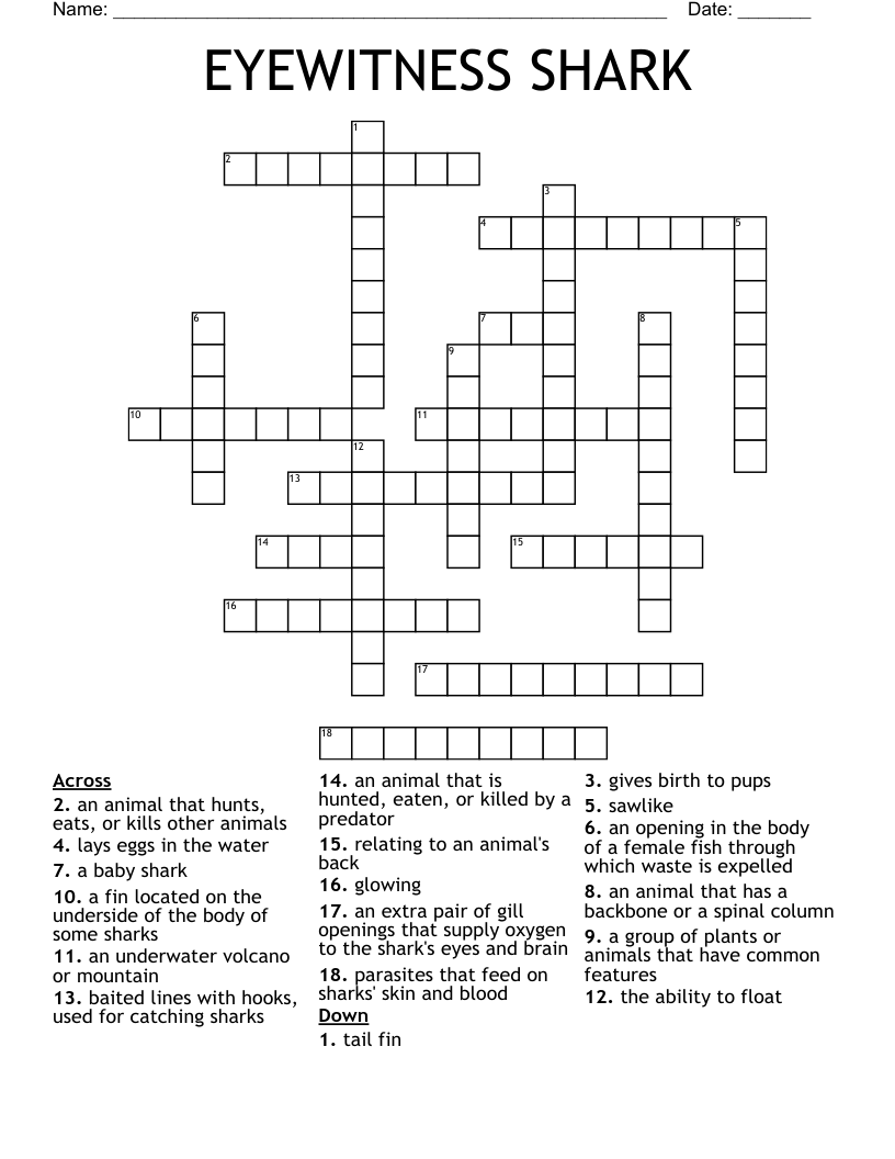 EYEWITNESS SHARK Crossword