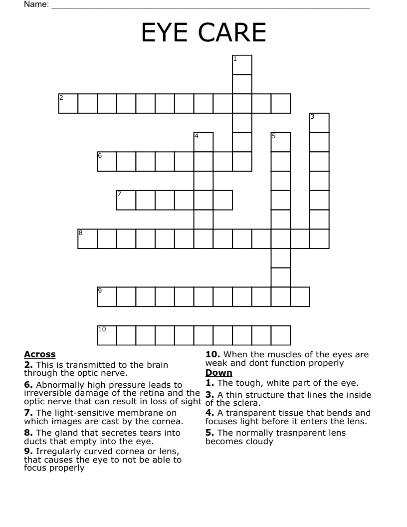 EYE CARE  Crossword