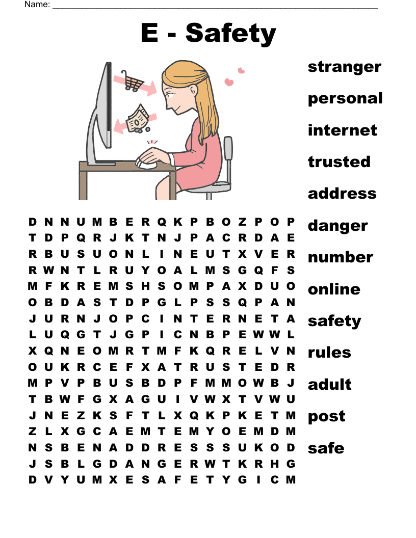 E - Safety  Word Search