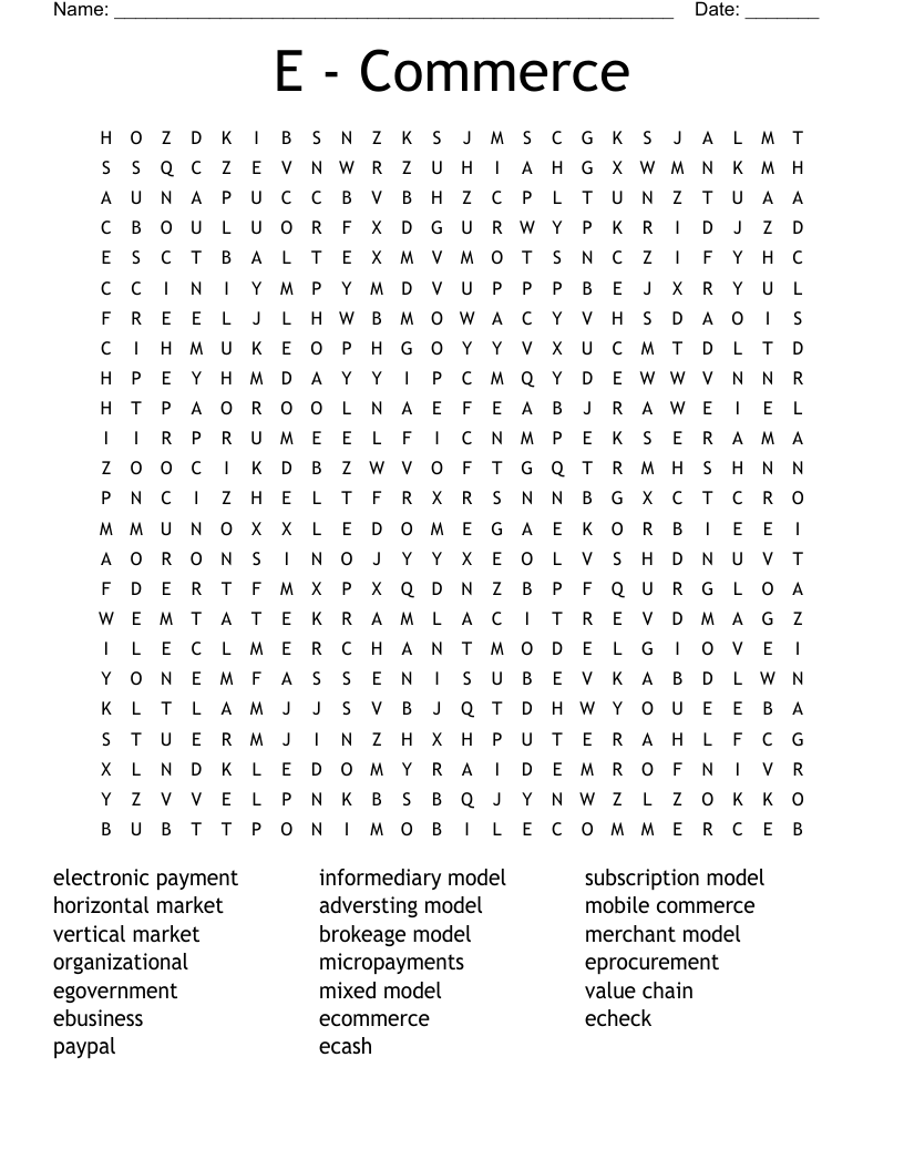 E - Commerce Word Search