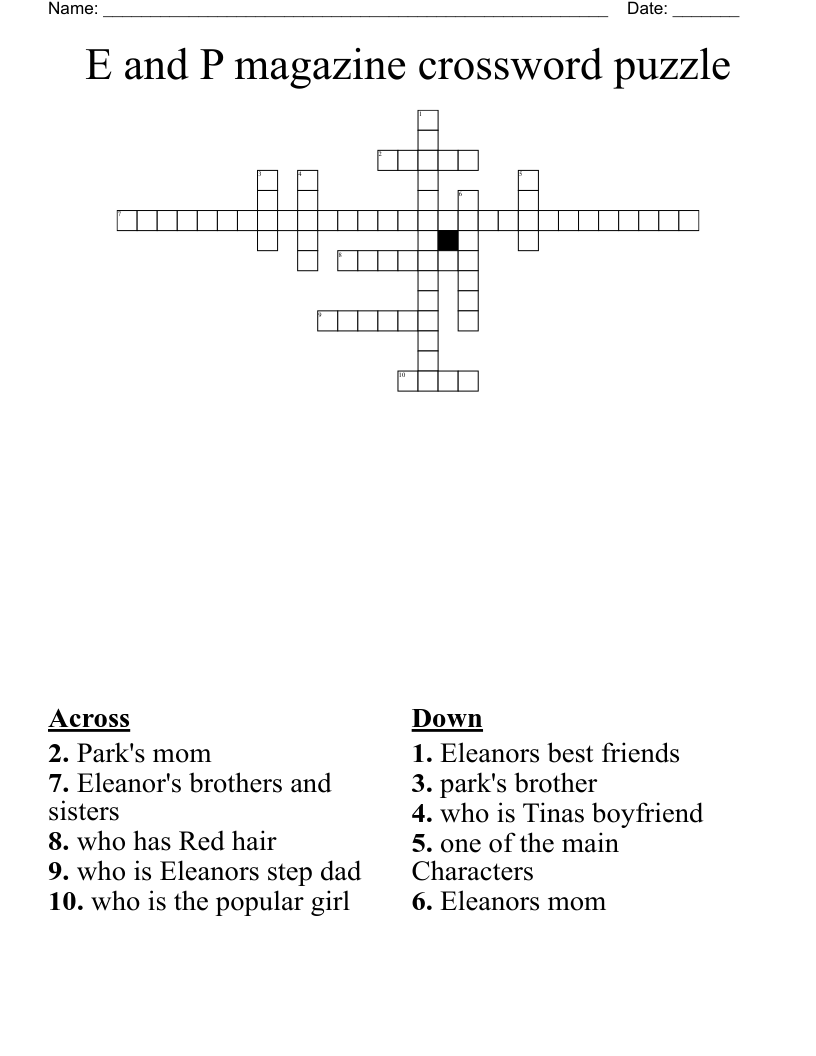 E and P magazine crossword puzzle