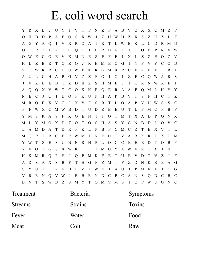 E. coli word search