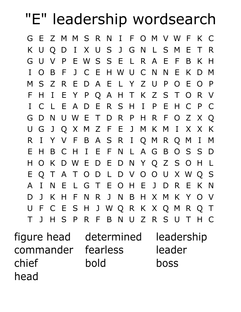 "E" leadership wordsearch