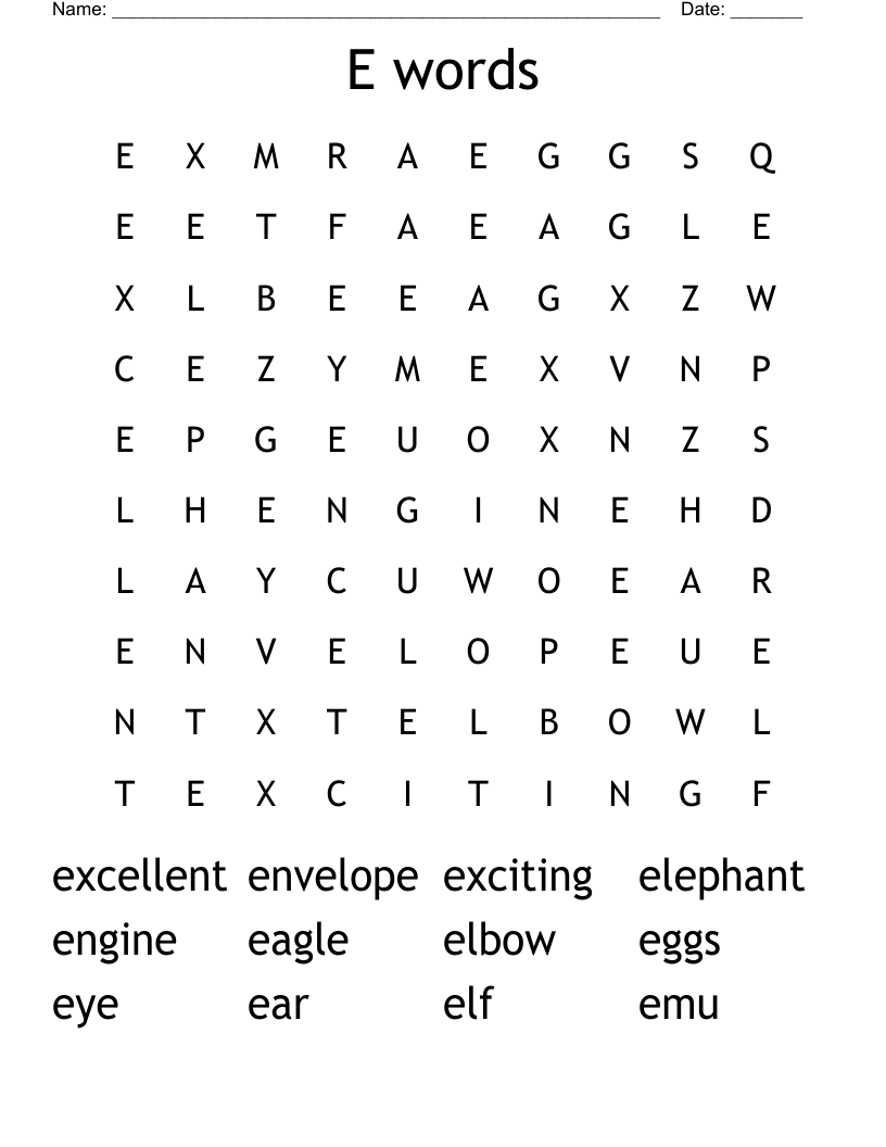 E words Word Search