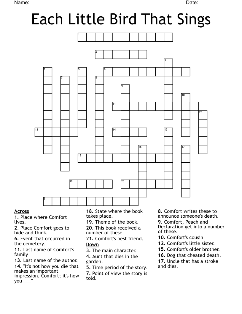 Each Little Bird That Sings Crossword