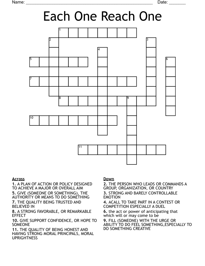 Each One Reach One Crossword
