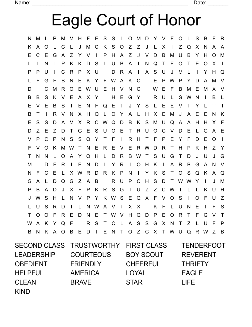 Eagle Court of Honor Word Search