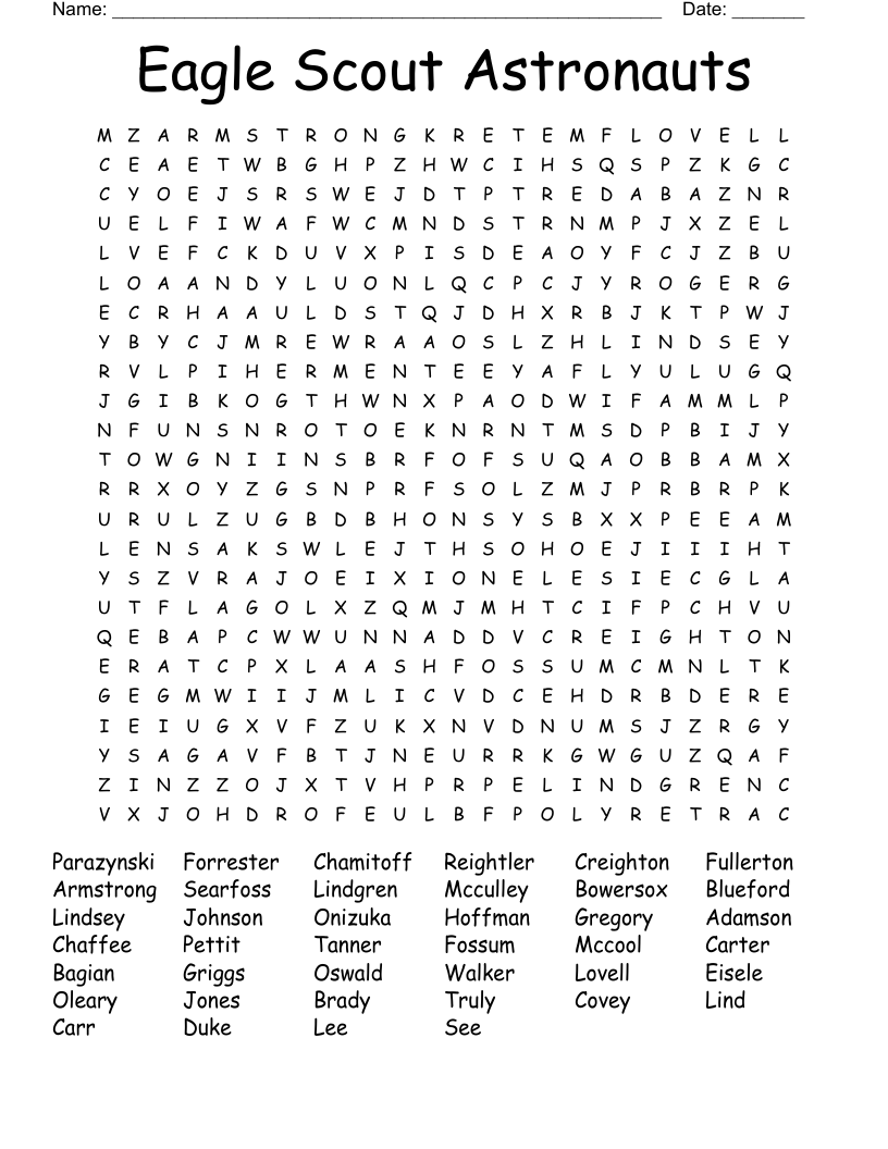 Eagle Scout Astronauts Word Search