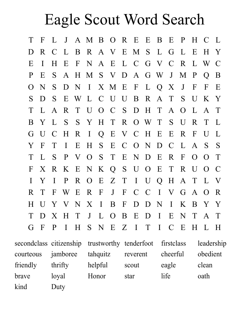Eagle Scout Word Search