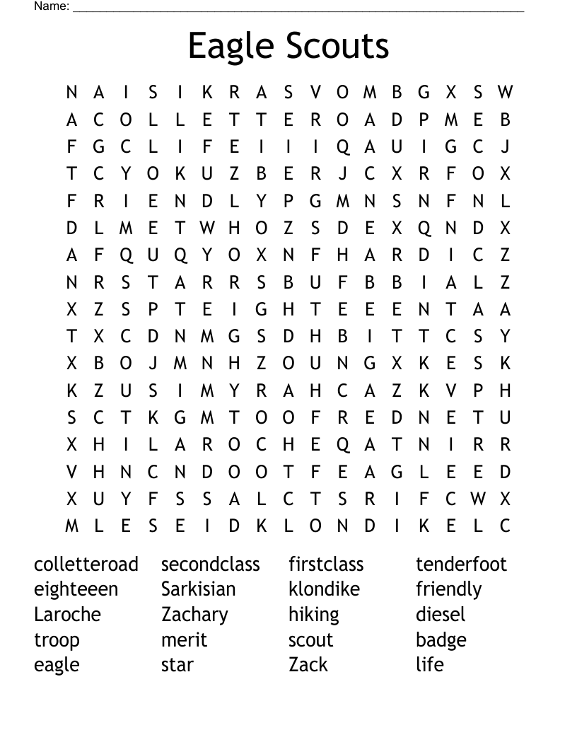 Eagle Scouts Word Search