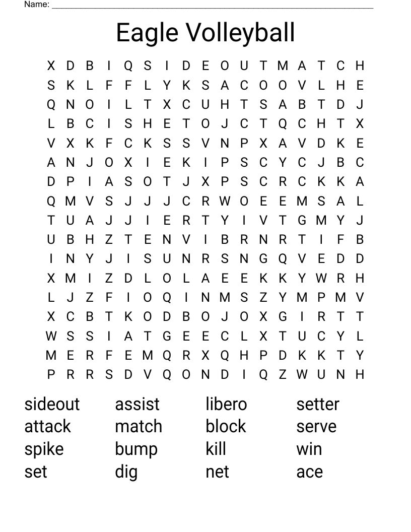 Eagle Volleyball Word Search