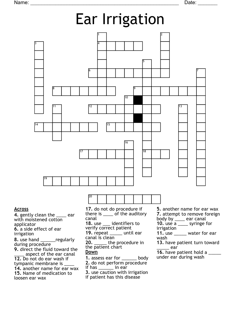 Ear Irrigation Crossword