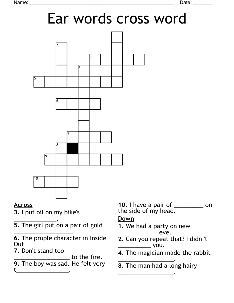 Ear words cross word