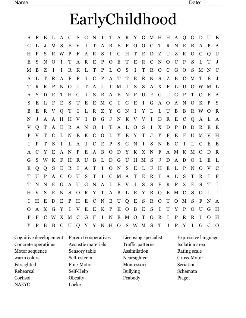 EarlyChildhood Word Search