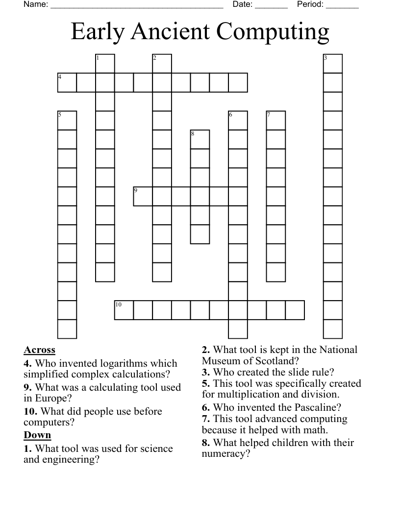 Early Ancient Computing  Crossword