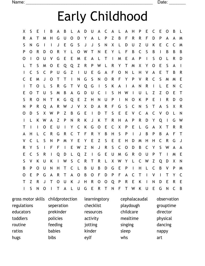 Early Childhood Word Search
