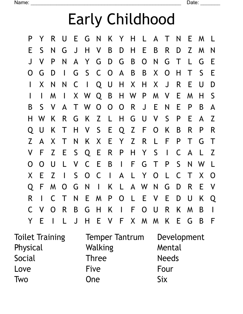 Early Childhood Word Search