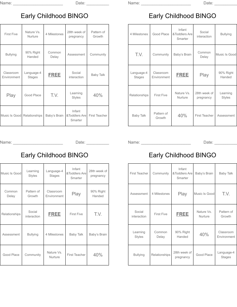 Early Childhood BINGO 