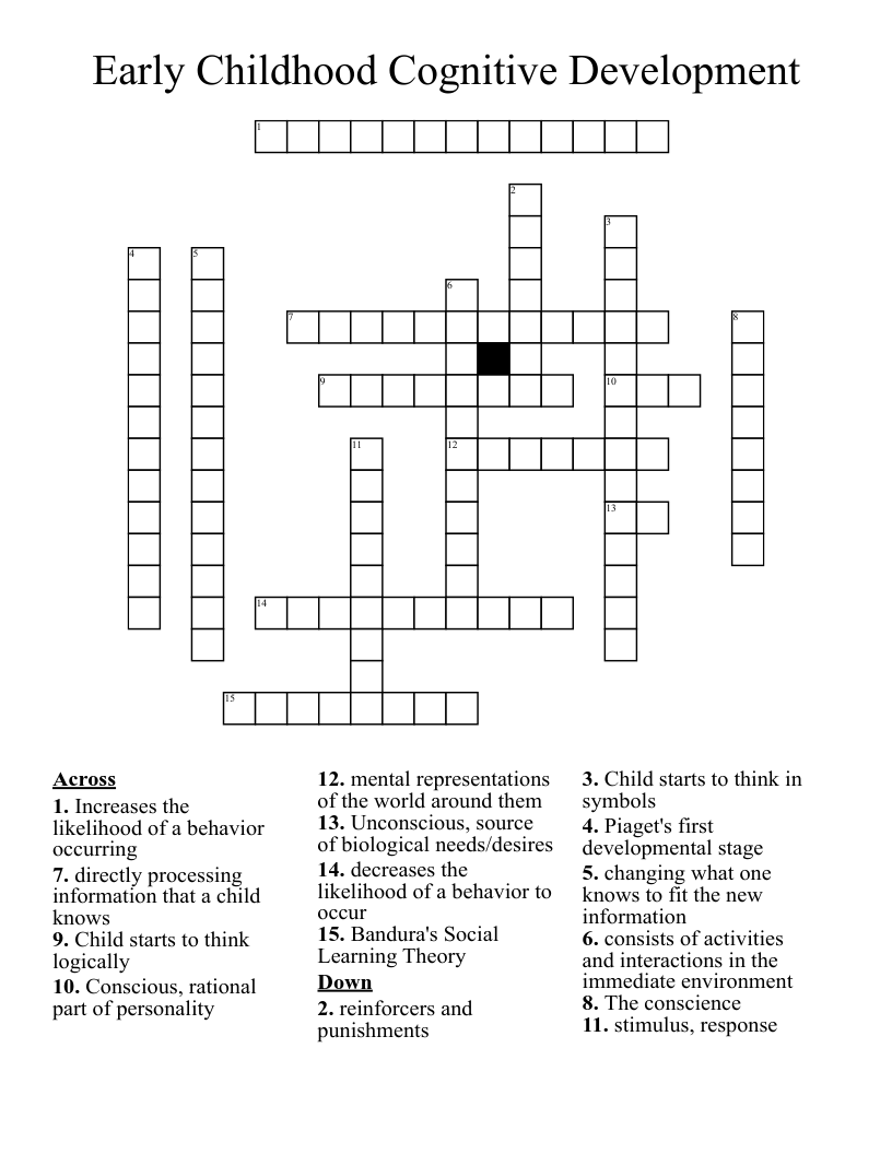 Early Childhood Cognitive Development Crossword