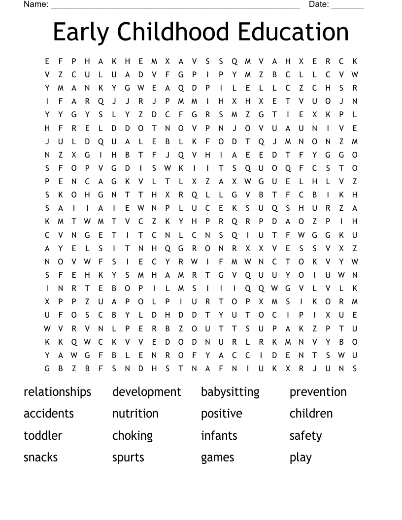 Early Childhood Education Word Search