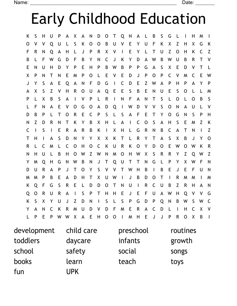 Early Childhood Education  Word Search