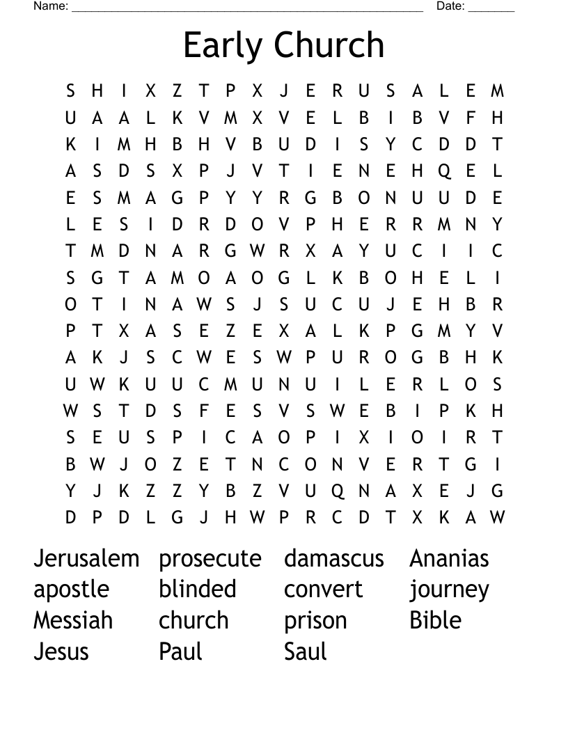 Early Church Word Search