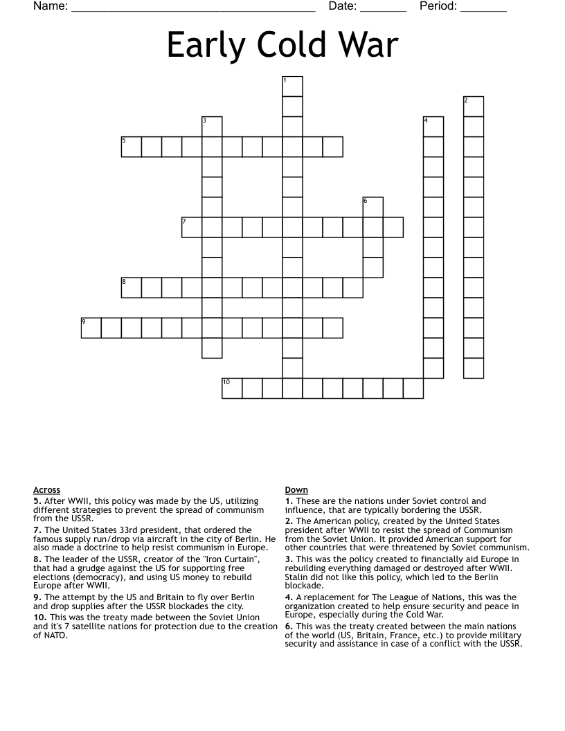 Early Cold War Crossword