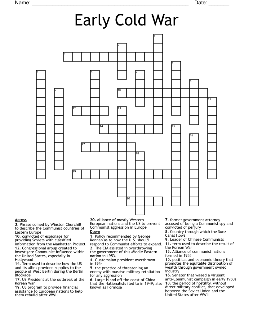 Early Cold War  Crossword