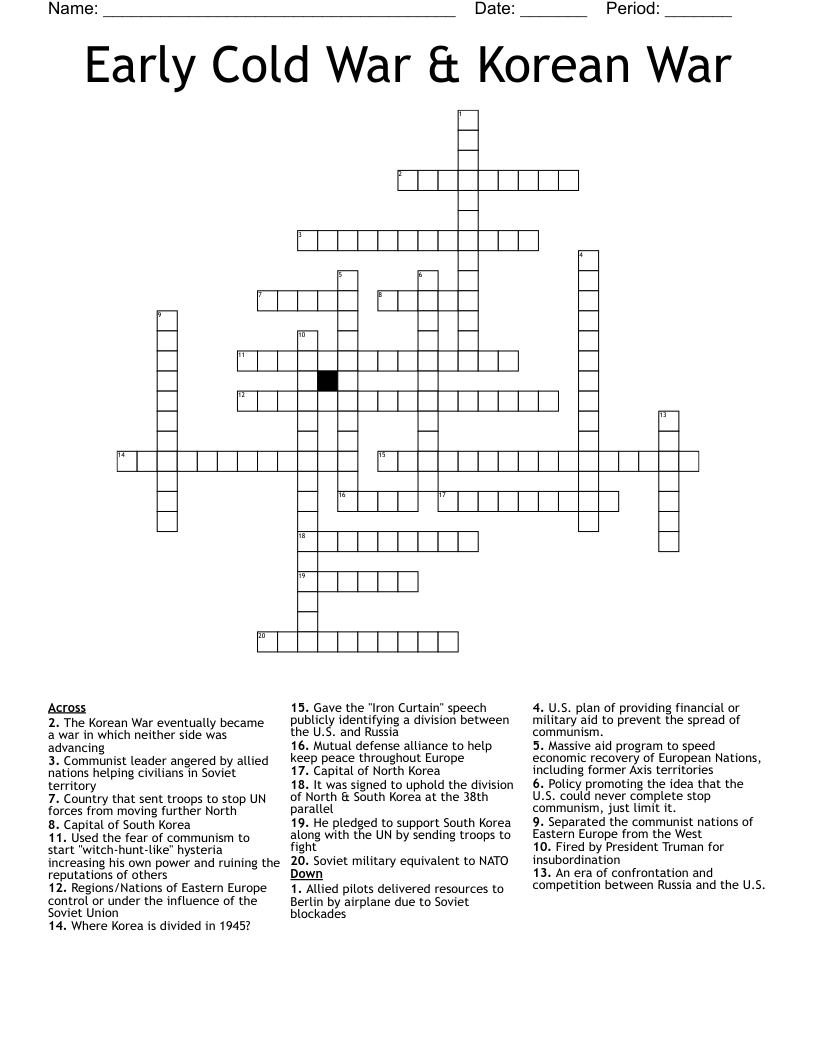 Early Cold War & Korean War Crossword