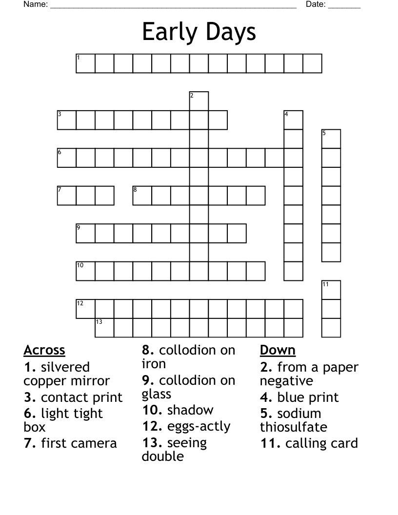 Early Days Crossword