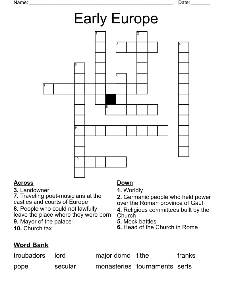 Early Europe Crossword