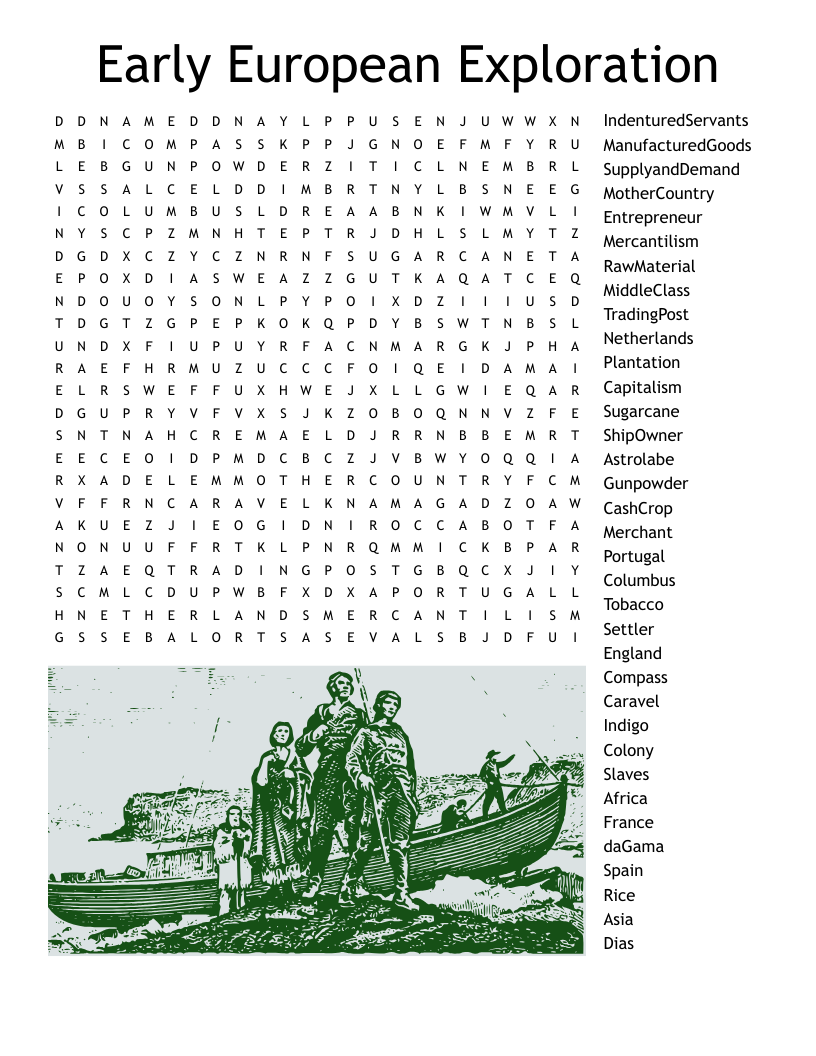 Early European Exploration Word Search