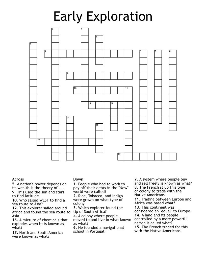 Early Exploration Crossword