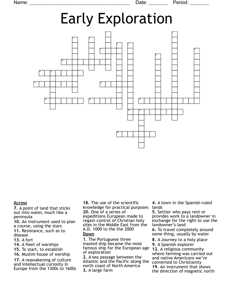 Early Exploration  Crossword