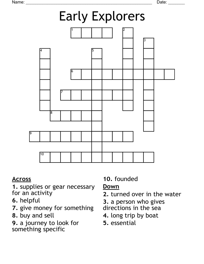 Early Explorers Crossword