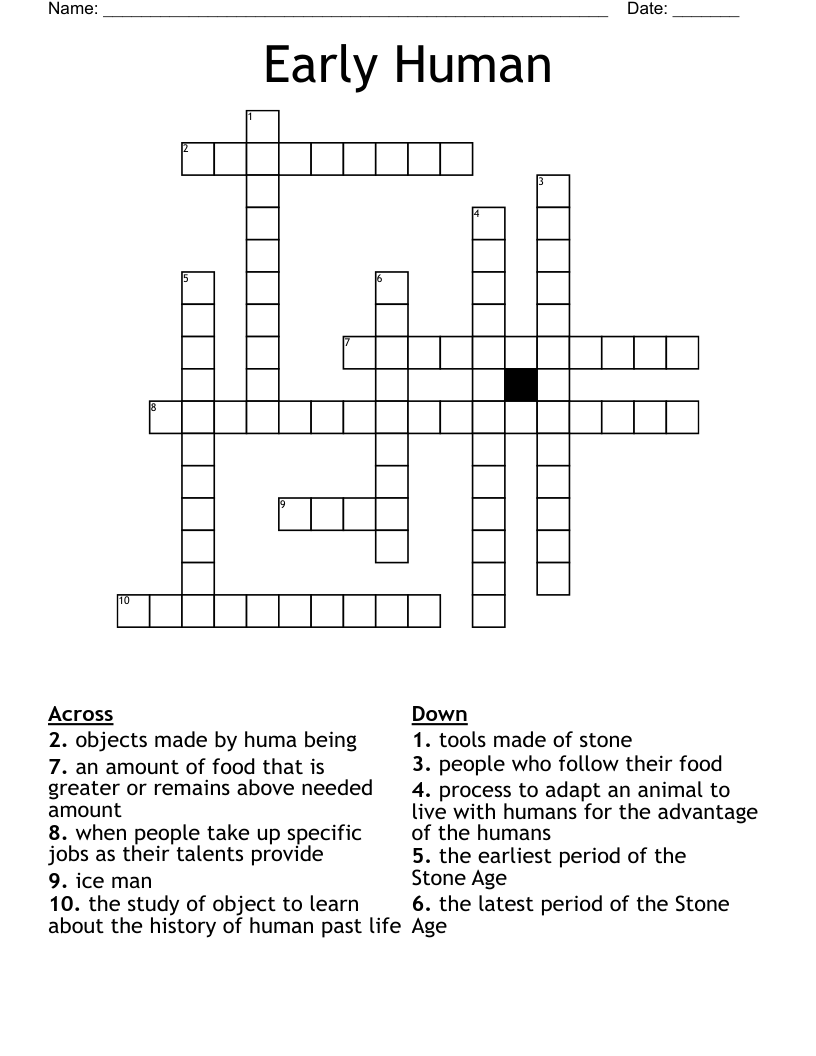Early Human Crossword