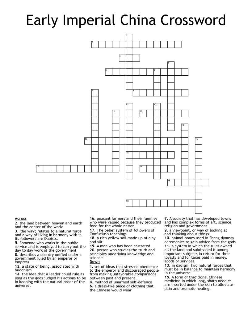 Early Imperial China Crossword