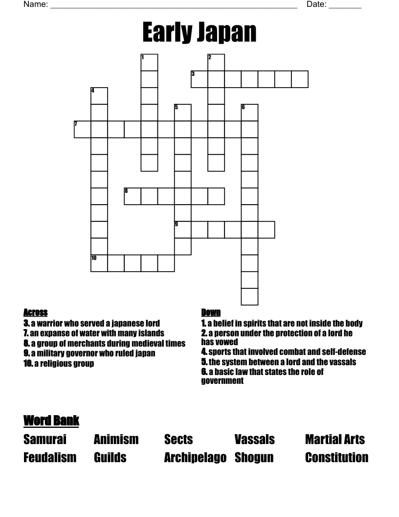 Early Japan Crossword