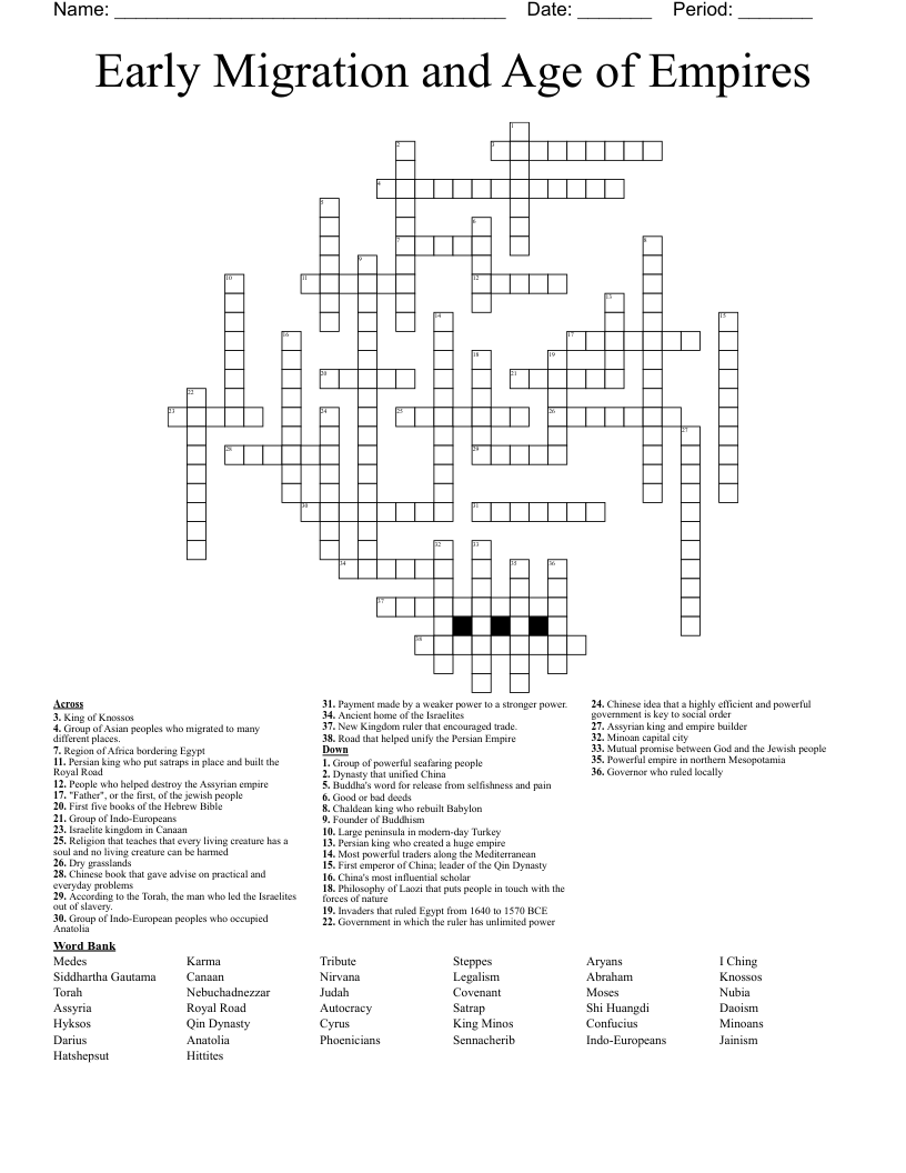Early Migration and Age of Empires Crossword