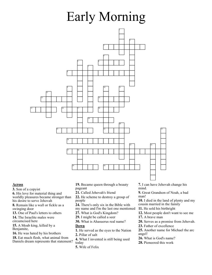 Early Morning Crossword