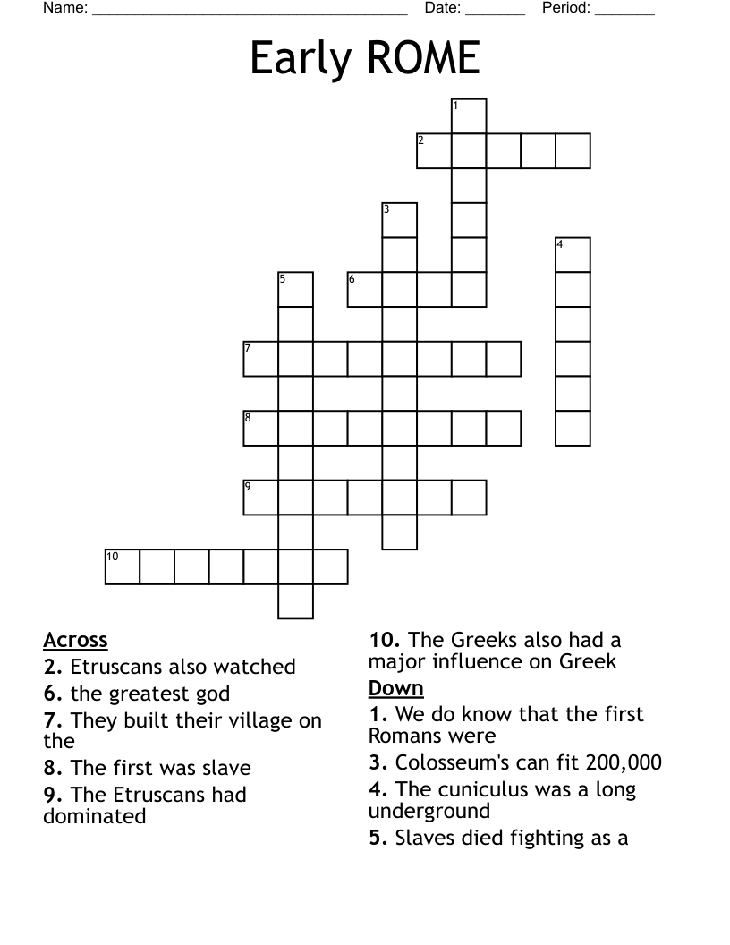 Early ROME Crossword