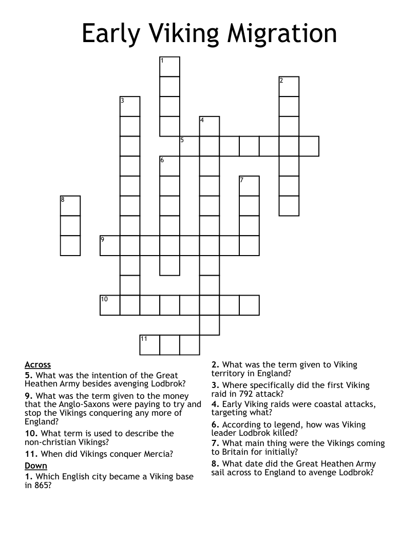 Early Viking Migration Crossword