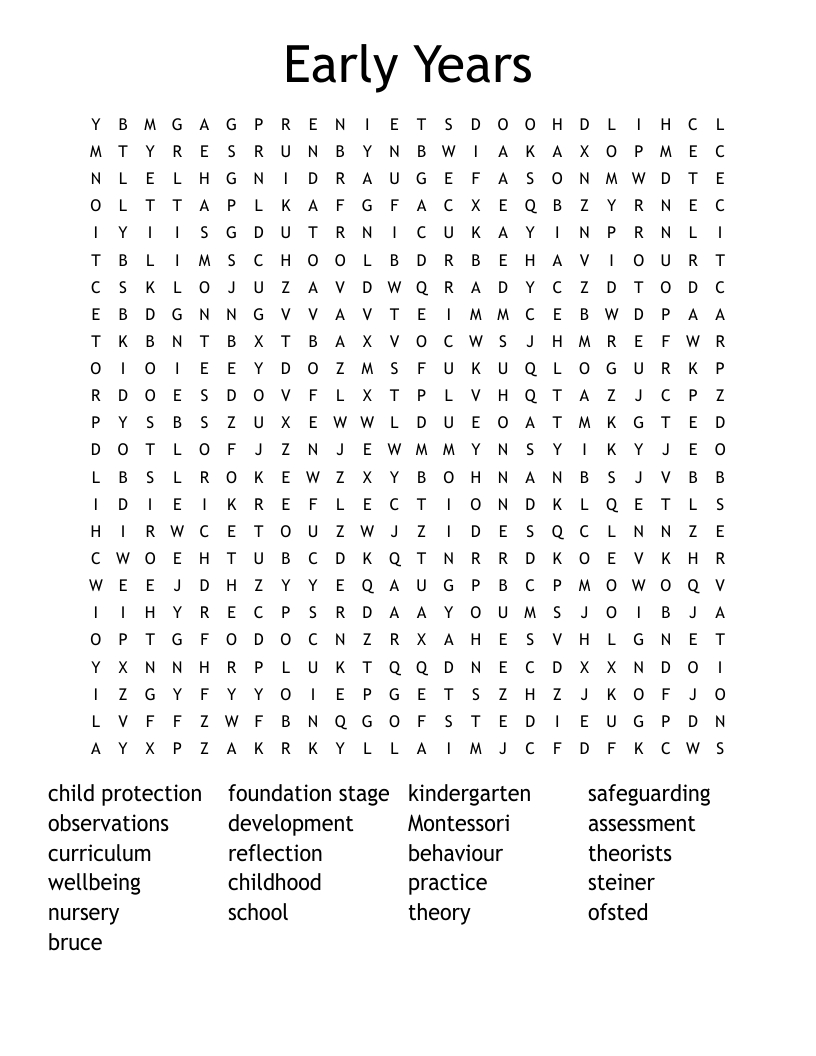 Early Years Word Search