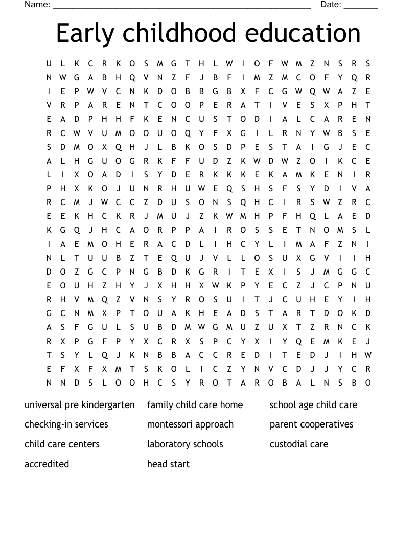 Early childhood education Word Search