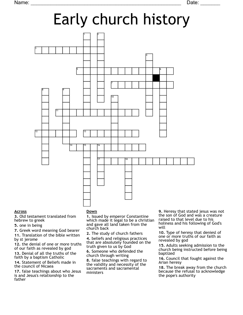 Early church history Crossword