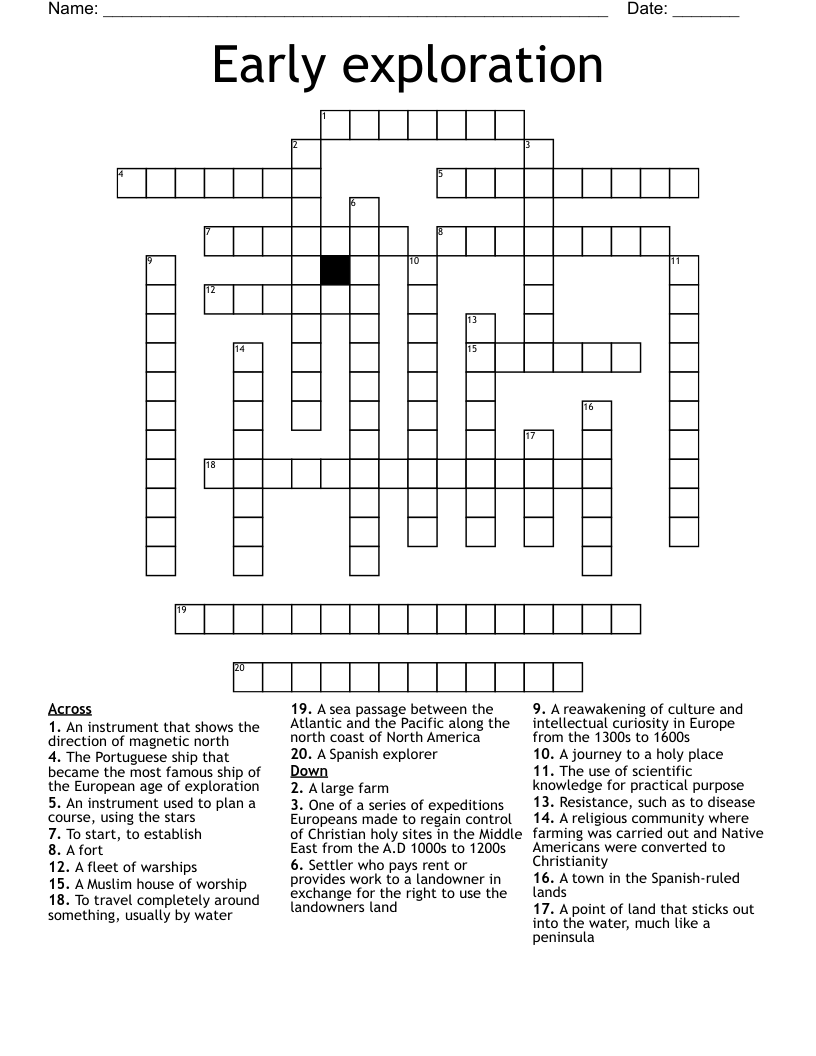 Early exploration Crossword