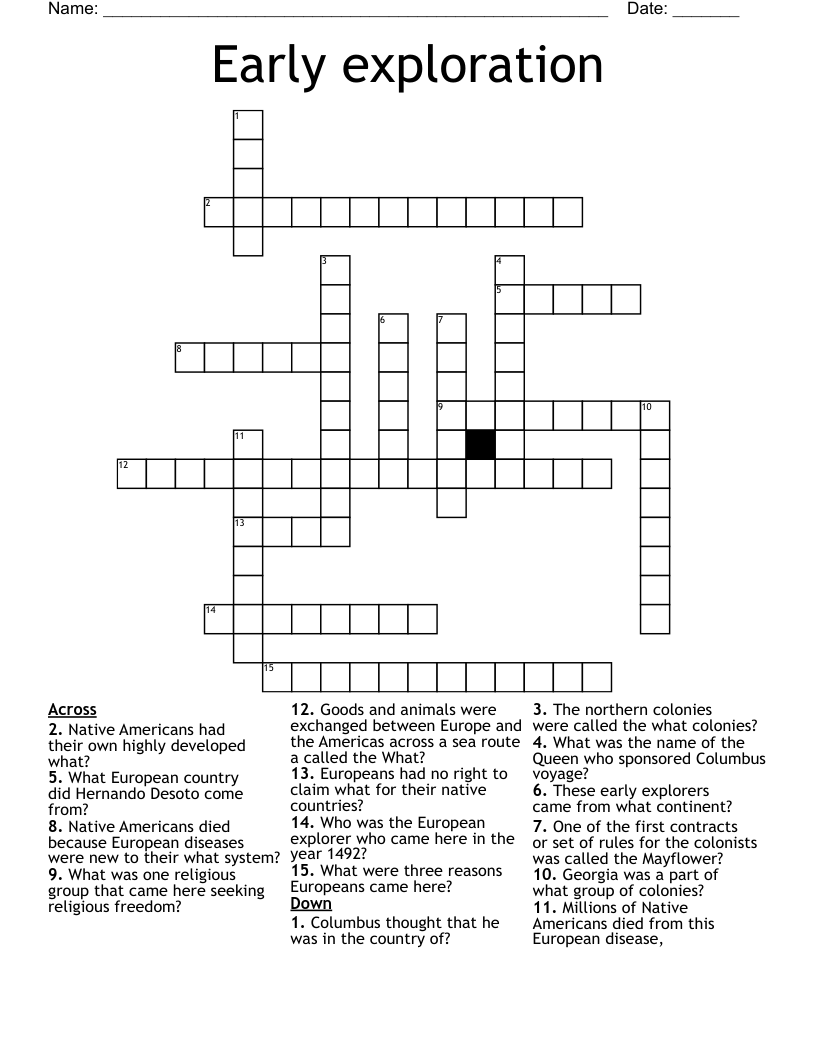Early exploration Crossword