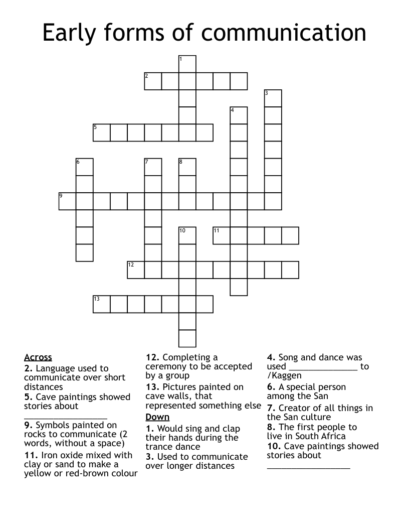 Early forms of communication Crossword